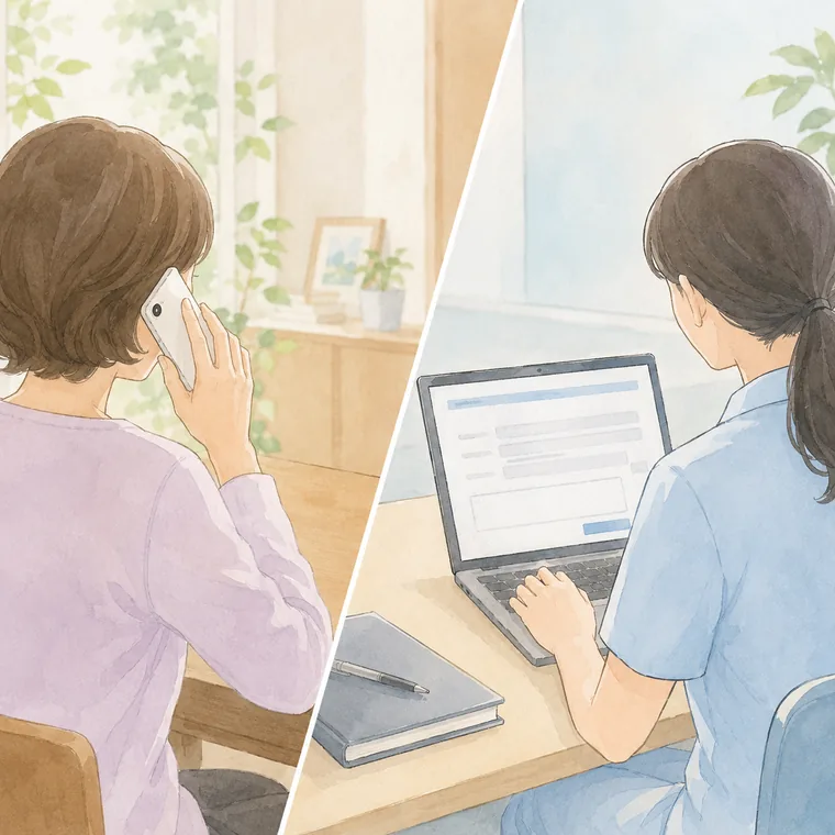 電話や相談フォームで問い合わせを受ける様子